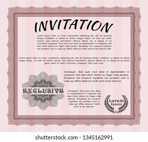 Red Vintage invitation. With quality background. Artistry design. Vector illustration. 