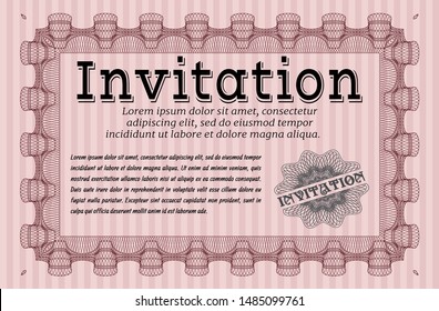 Red Vintage invitation. With quality background. Modern design. Vector illustration. 