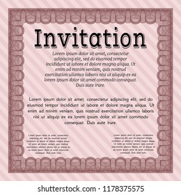 Red Vintage invitation. Superior design. With great quality guilloche pattern. Detailed. 
