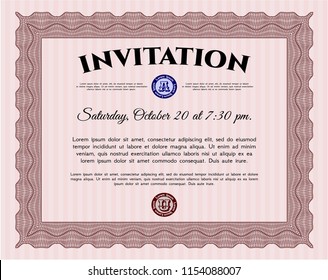 Red Vintage invitation template. With background. Customizable, Easy to edit and change colors. Excellent design. 