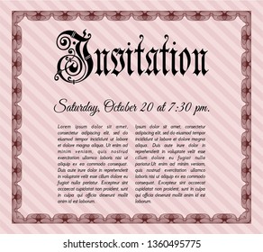 Red Vintage invitation template. With background. Customizable, Easy to edit and change colors. Sophisticated design. 