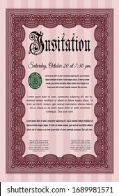 Red Vintage invitation template. With background. Customizable, Easy to edit and change colors. Nice design. 