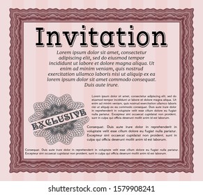 Red Vintage invitation template. Beauty design. Complex background. Vector illustration. 