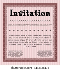 Red Vintage invitation template. With complex linear background. Customizable, Easy to edit and change colors. Superior design. 