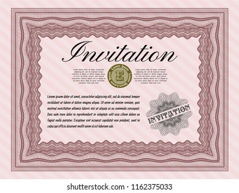 Red Vintage invitation template. Complex background. Detailed. Excellent design. 