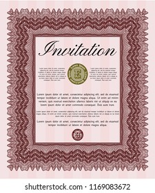 Red Vintage invitation template. With complex background. Detailed. Beauty design. 