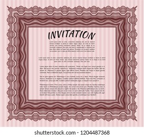 Red Vintage invitation template. Complex background. Money design. Detailed. 