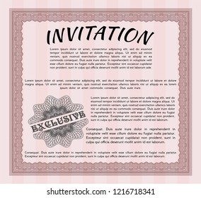 Red Vintage invitation template. Complex background. Detailed. Beauty design. 