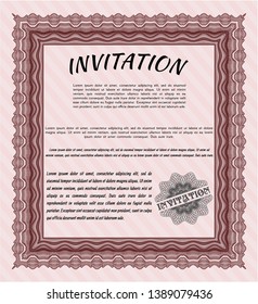 Red Vintage invitation template. Complex background. Vector illustration. Money style design. 