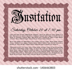 Red Vintage invitation template. Complex background. Detailed. Excellent design. 