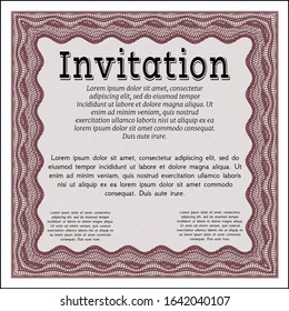 Red Vintage invitation template. Complex background. Good design. Vector illustration. 