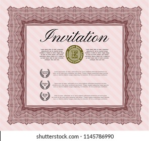 Red Vintage invitation template. Cordial design. Customizable, Easy to edit and change colors. Easy to print. 