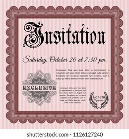 Red Vintage invitation template. Customizable, Easy to edit and change colors. Easy to print. Good design. 