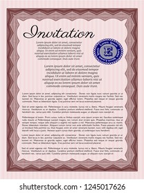 Red Vintage invitation template. Customizable, Easy to edit and change colors. Complex background. Sophisticated design. 