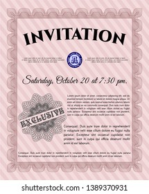 Red Vintage invitation template. Customizable, Easy to edit and change colors. With background. Nice design. 