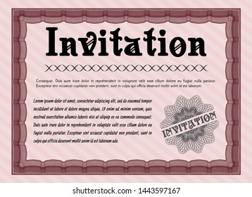 Red Vintage invitation template. Customizable, Easy to edit and change colors. Printer friendly. Money design. 