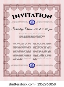 Red Vintage invitation template. Elegant design. Customizable, Easy to edit and change colors. With complex background. 