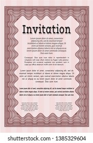 Red Vintage invitation template. Elegant design. Easy to print. Detailed. 