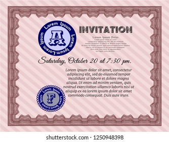 Red Vintage invitation template. Excellent design. Printer friendly. Customizable, Easy to edit and change colors. 