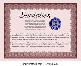 Red Vintage invitation template. Excellent design. With background. Customizable, Easy to edit and change colors. 
