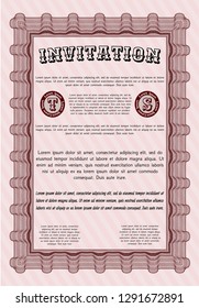 Red Vintage invitation template. Excellent design. With guilloche pattern and background. Customizable, Easy to edit and change colors. 