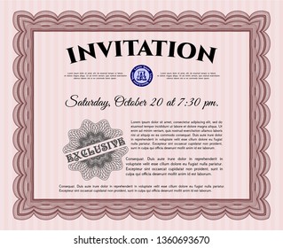 Red Vintage invitation template. Good design. Customizable, Easy to edit and change colors. With quality background. 