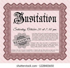 Red Vintage invitation template. With great quality guilloche pattern. Customizable, Easy to edit and change colors. Retro design. 