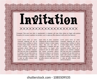  Red Vintage invitation template. With guilloche pattern. Modern design. Customizable, Easy to edit and change colors. 