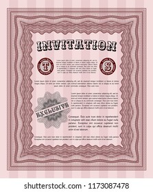 Red Vintage invitation template. With guilloche pattern. Detailed. Nice design. 