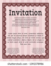 Red Vintage invitation template. With guilloche pattern and background. Modern design. Customizable, Easy to edit and change colors. 