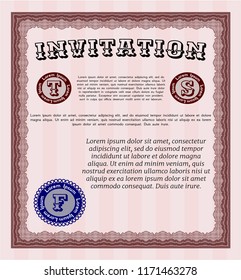 Red Vintage invitation template. Lovely design. Customizable, Easy to edit and change colors. With complex background. 