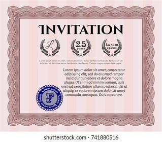 Red Vintage invitation template. Modern design. Complex background. Vector illustration. Red Vintage invitation template. Modern design. Complex background. Vector illustration.