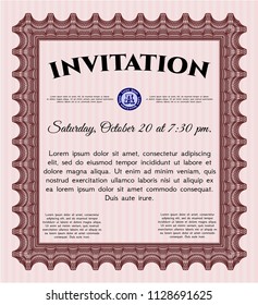 Red Vintage invitation template. Money Pattern. With guilloche pattern. Customizable, Easy to edit and change colors. 