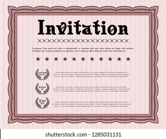 Red Vintage invitation template. Money Pattern. Easy to print. Customizable, Easy to edit and change colors. 