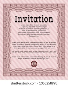 Red Vintage invitation template. Money style design. Printer friendly. Detailed. 