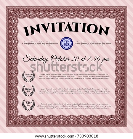 Red Vintage Invitation Template Money Design Stock Vector Royalty