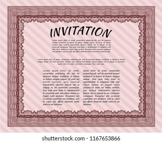 Red Vintage invitation template. Nice design. Complex background. Detailed. 