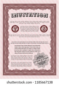 Red Vintage invitation template. Nice design. Customizable, Easy to edit and change colors. With quality background. 