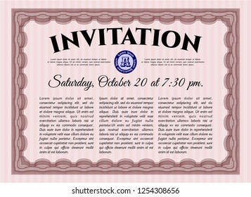 Red Vintage invitation template. Nice design. With quality background. Customizable, Easy to edit and change colors. 