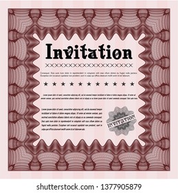 Red Vintage invitation template. Perfect design. With quality background. Detailed. 