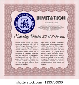 Red Vintage invitation template. Printer friendly. Perfect design. Detailed. 