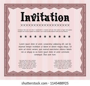 Red Vintage invitation template. Printer friendly. Artistry design. Customizable, Easy to edit and change colors. 