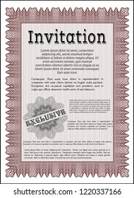 Red Vintage invitation template. Printer friendly. Customizable, Easy to edit and change colors. Elegant design. 
