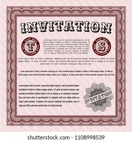 Red Vintage invitation template. With quality background. Beauty design. Customizable, Easy to edit and change colors. 