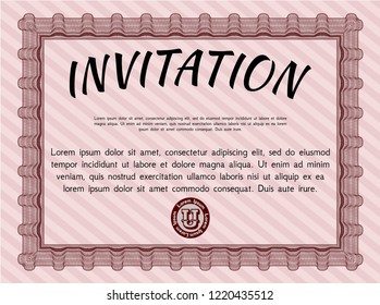 Red Vintage invitation template. With quality background. Vector illustration. Modern design. 