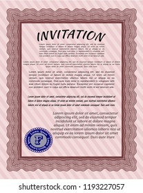 Red Vintage invitation template. Superior design. With guilloche pattern and background. Customizable, Easy to edit and change colors. 