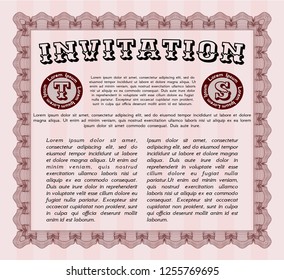 Red Vintage invitation template. Superior design. With quality background. Detailed. 