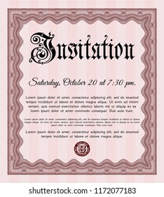 Red Vintage invitation template. Vector illustration. With background. Money design. 