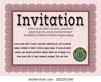 Red Vintage invitation template. Vector illustration. With quality background. Cordial design. 