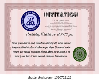 Red Vintage invitation template. Vector illustration. With quality background. Lovely design. 